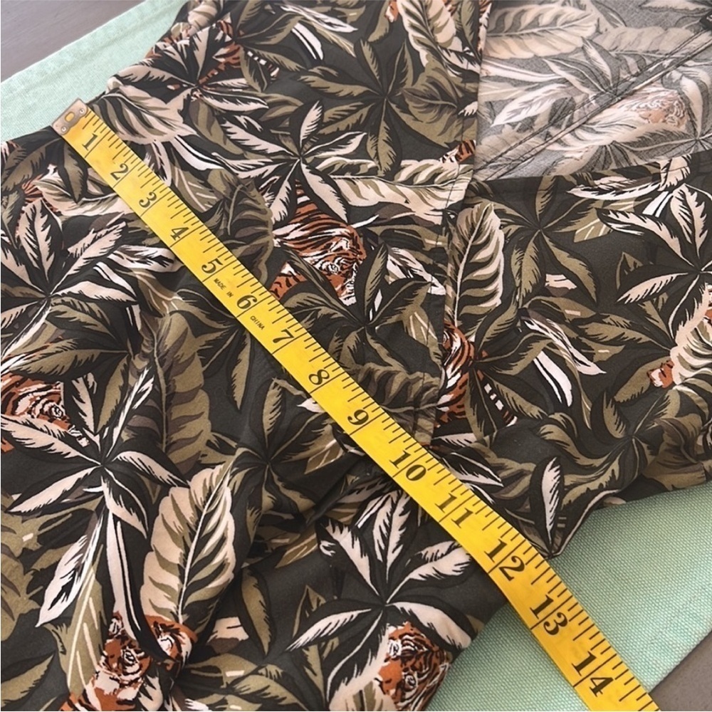 Banana Republic Tiger Leaf Wrap Midi Dress Asymmetrical Hem Petite 00 - Picture 12 of 14